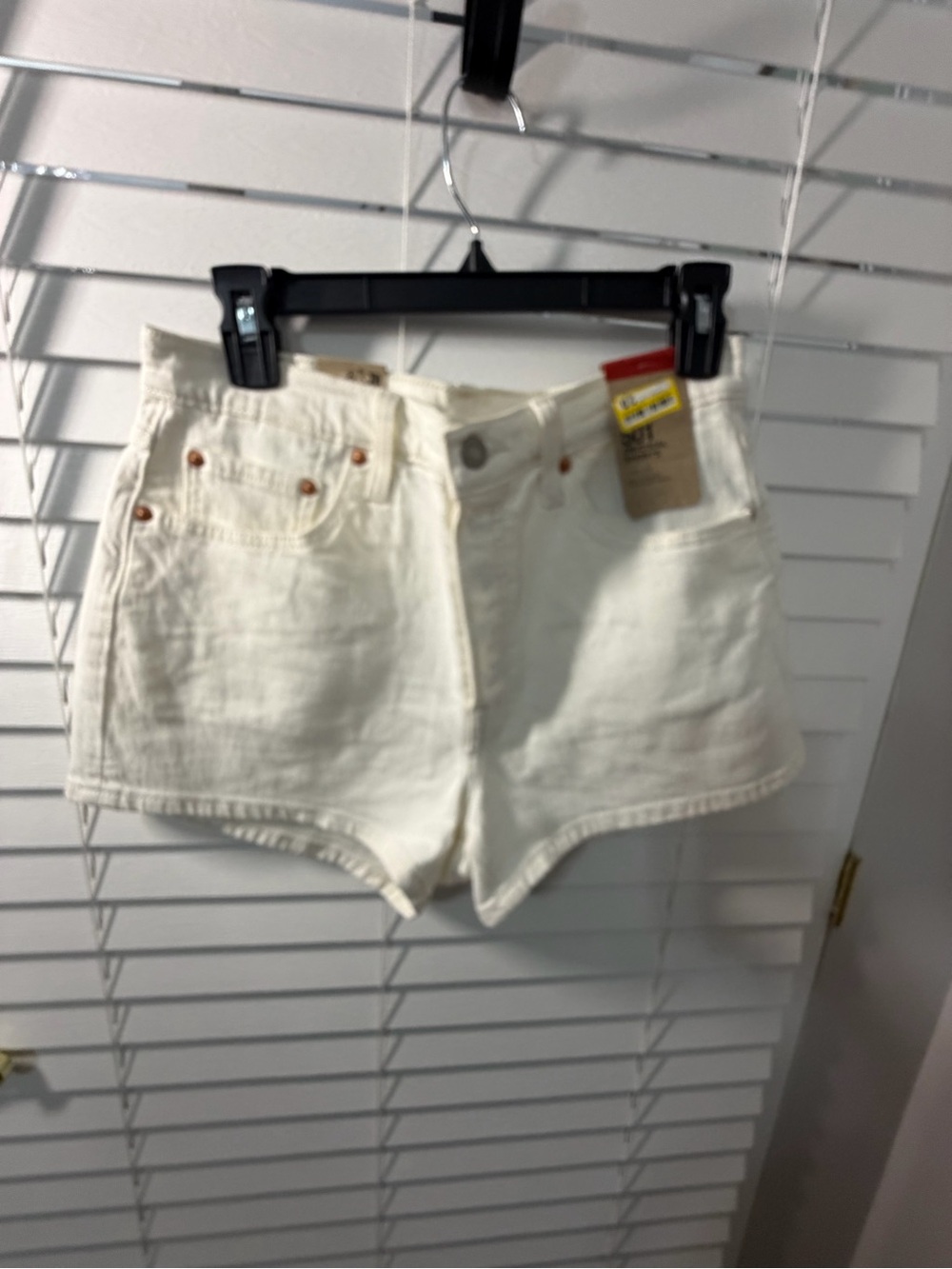 Levi's Cream White High-Rise Denim Shorts